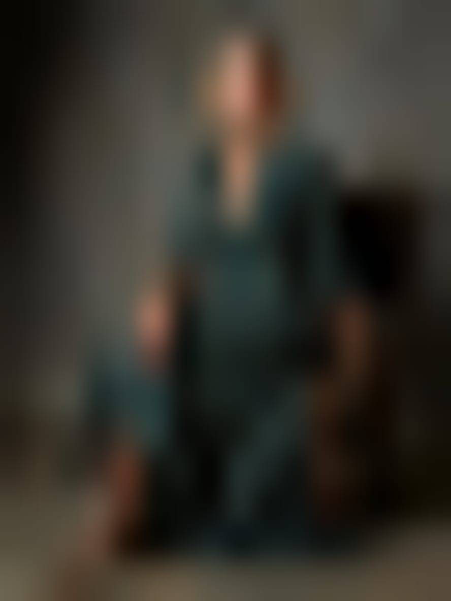 LALUNA | Robe Longue à Revers Carreaux Verts