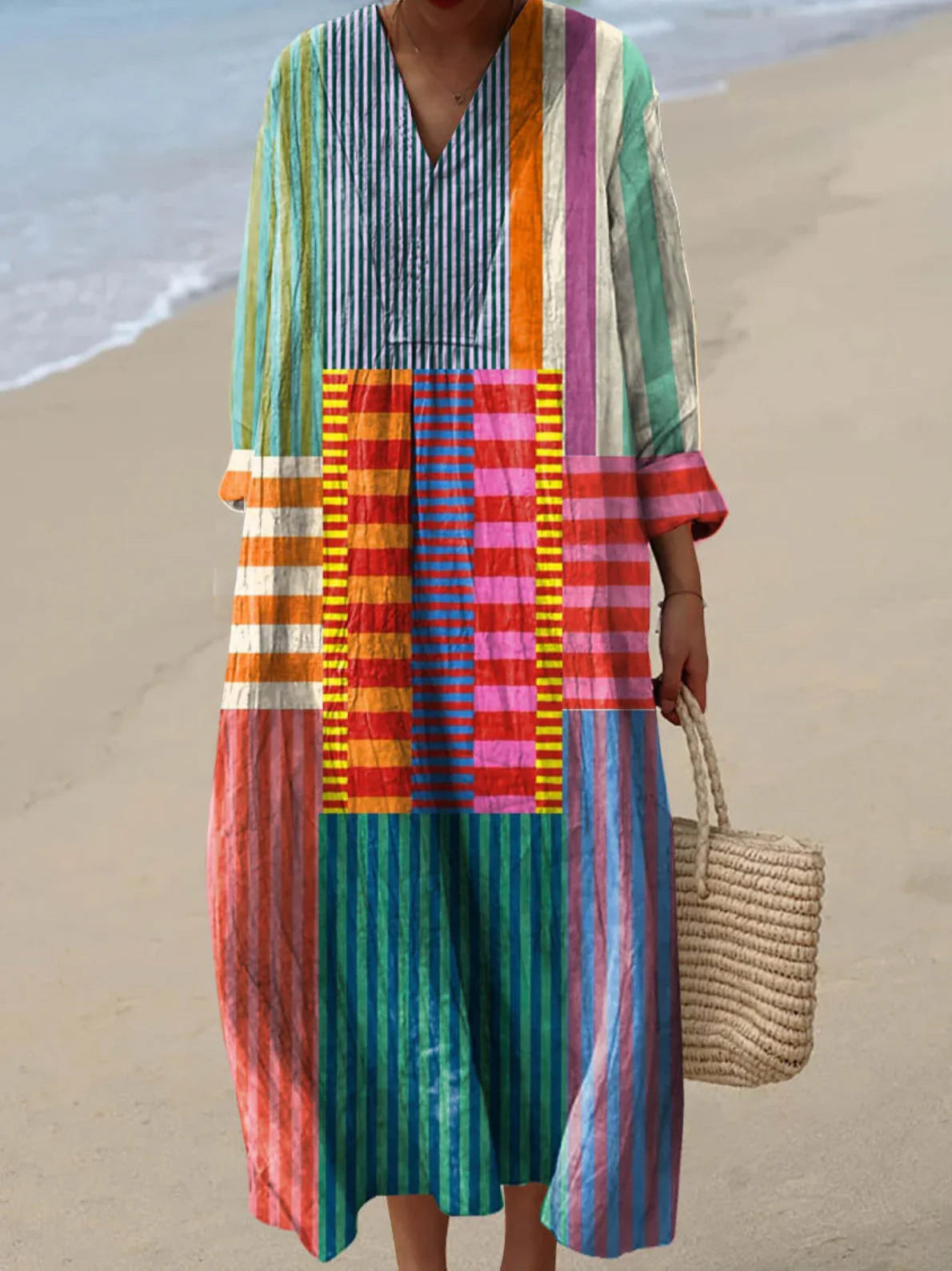 Inaya | Robe Longue Patchwork Multicolore